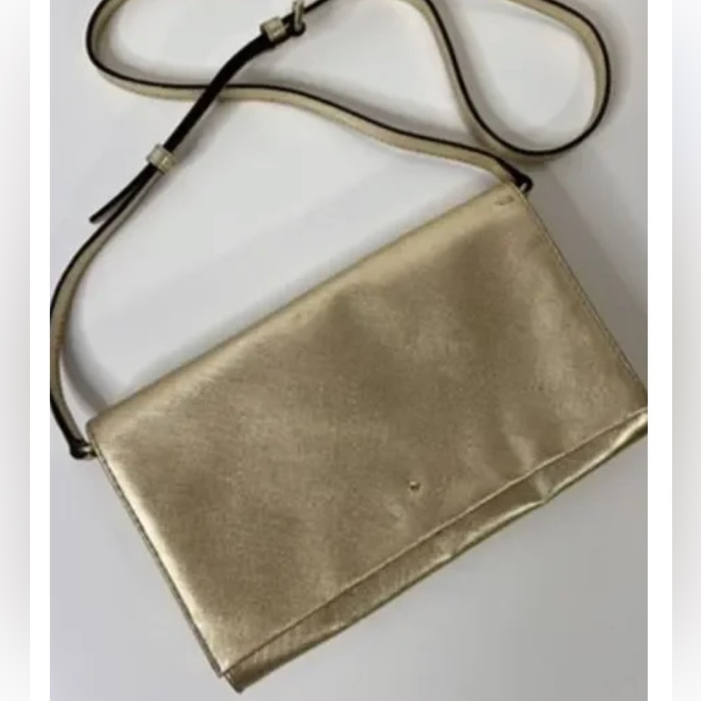 Kate spade gold metallic removeable cross body bag